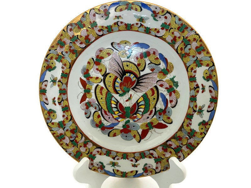 Vintage Chinese 1000 Butterflies Handpainted Plate - Duckwells