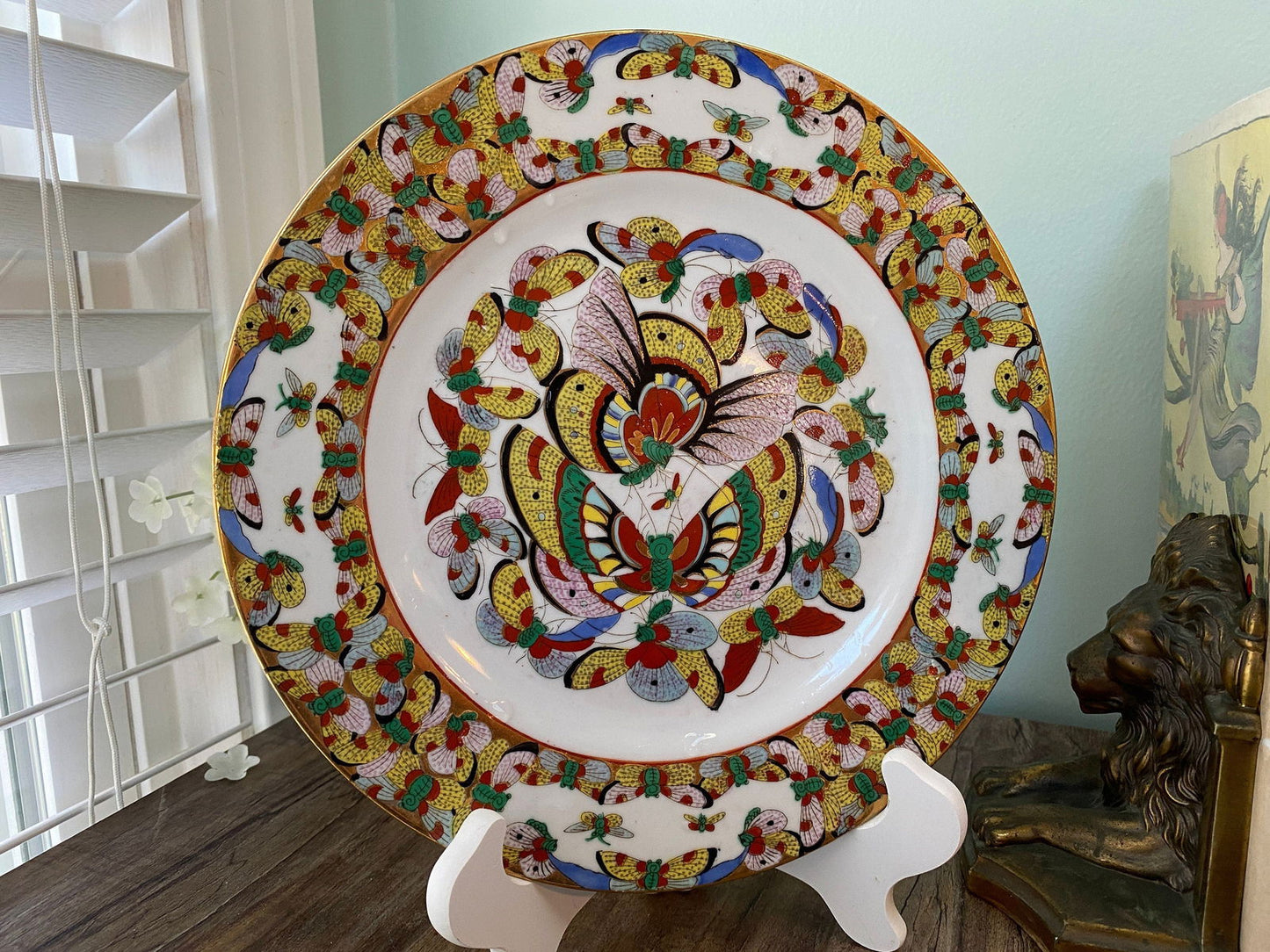 Vintage Chinese 1000 Butterflies Handpainted Plate - Duckwells