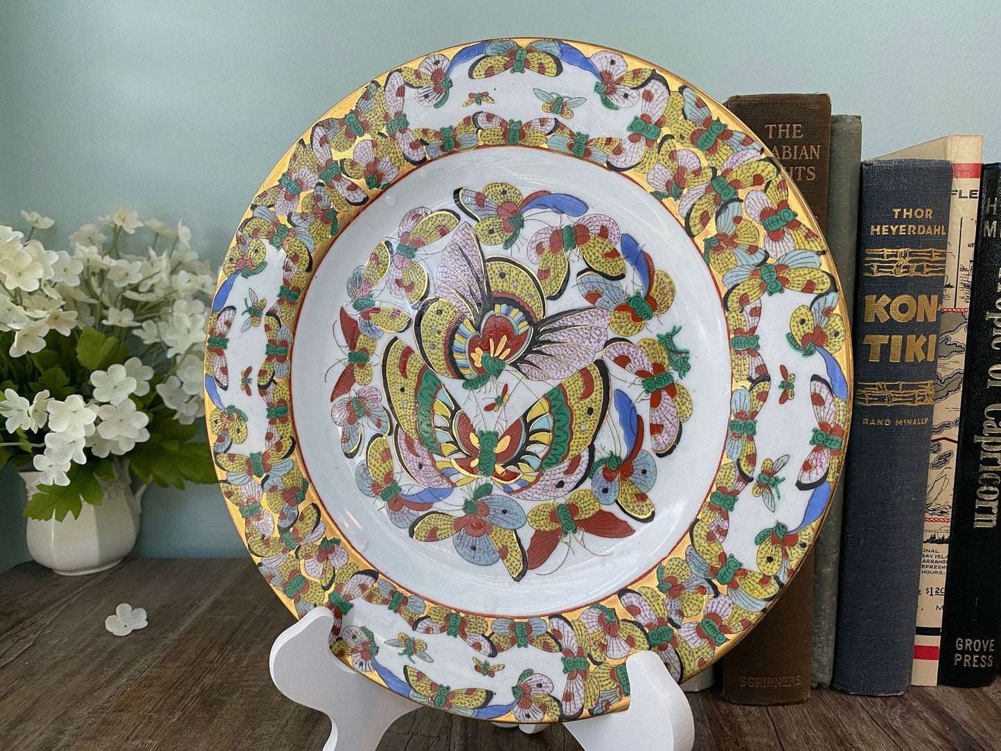 Vintage Chinese 1000 Butterflies Handpainted Plate - Duckwells