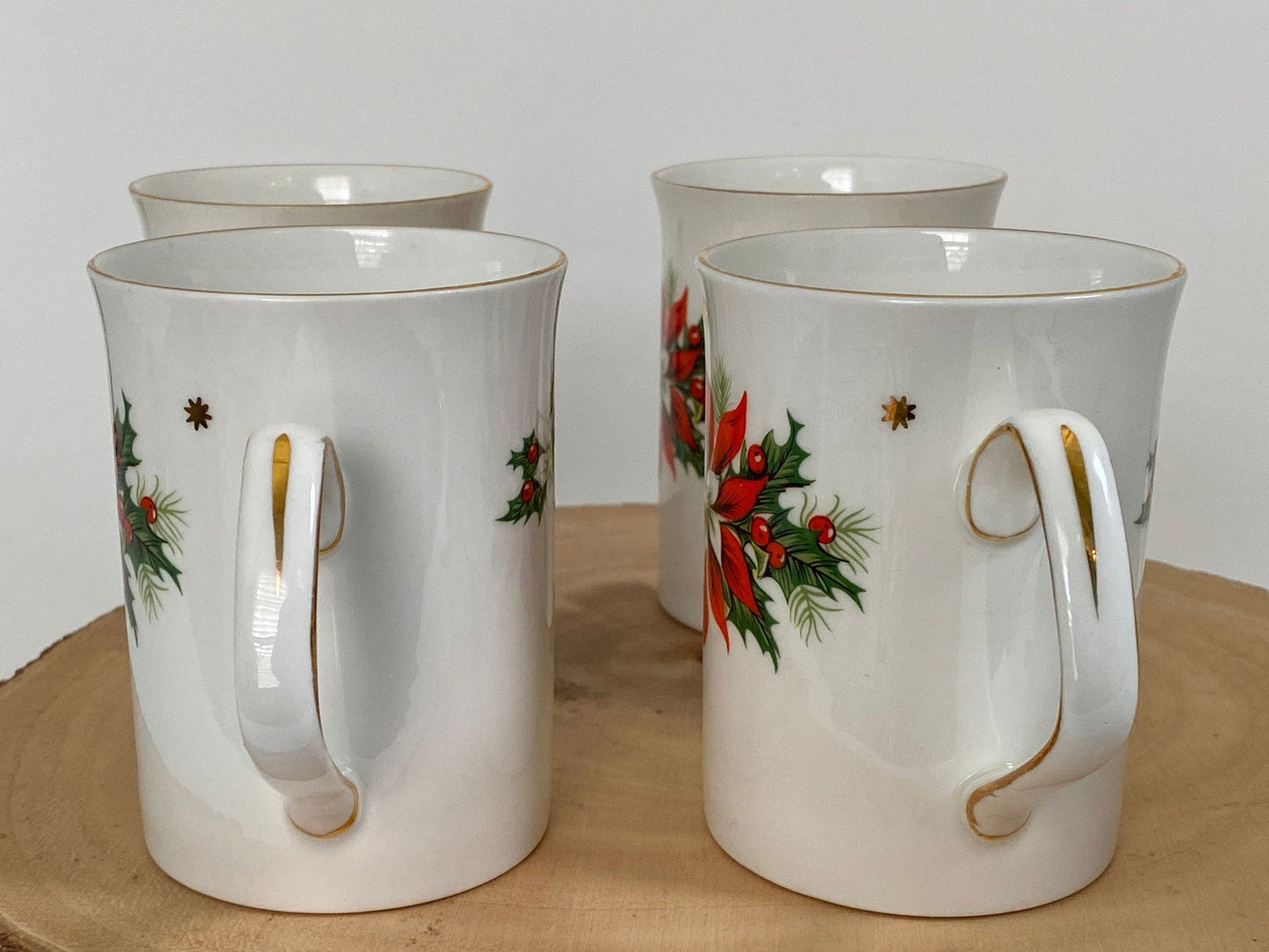 Vintage Christmas Coffee Mugs by Royalty English Fine Bone China at Duckwells