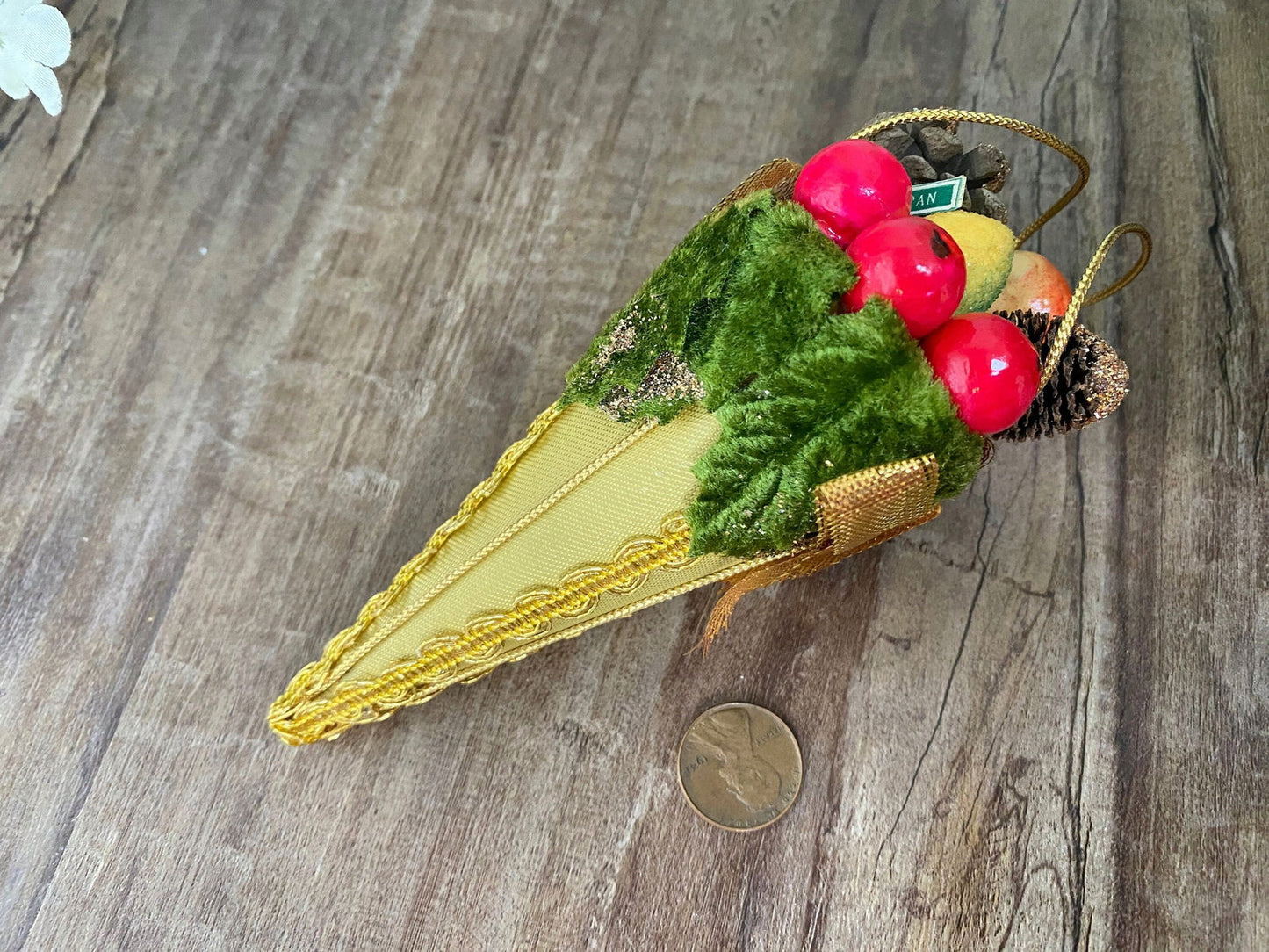 Vintage Christmas Fruited Cone Ornament Made in Japan - Duckwells
