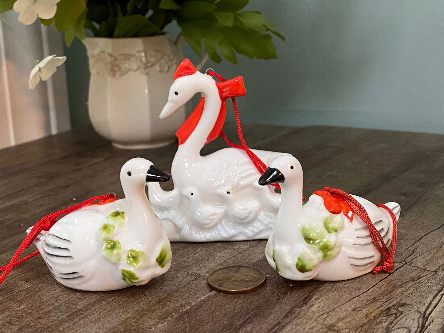 Vintage Christmas Swans Geese Fine Bone China Ornaments - Duckwells