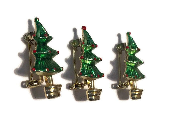 Vintage Christmas Tree Scatter PIns - Duckwells