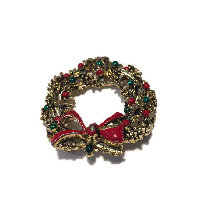 Vintage Christmas Wreath Pin - Duckwells