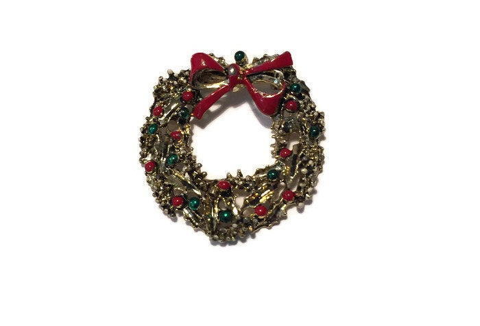 Vintage Christmas Wreath Pin - Duckwells