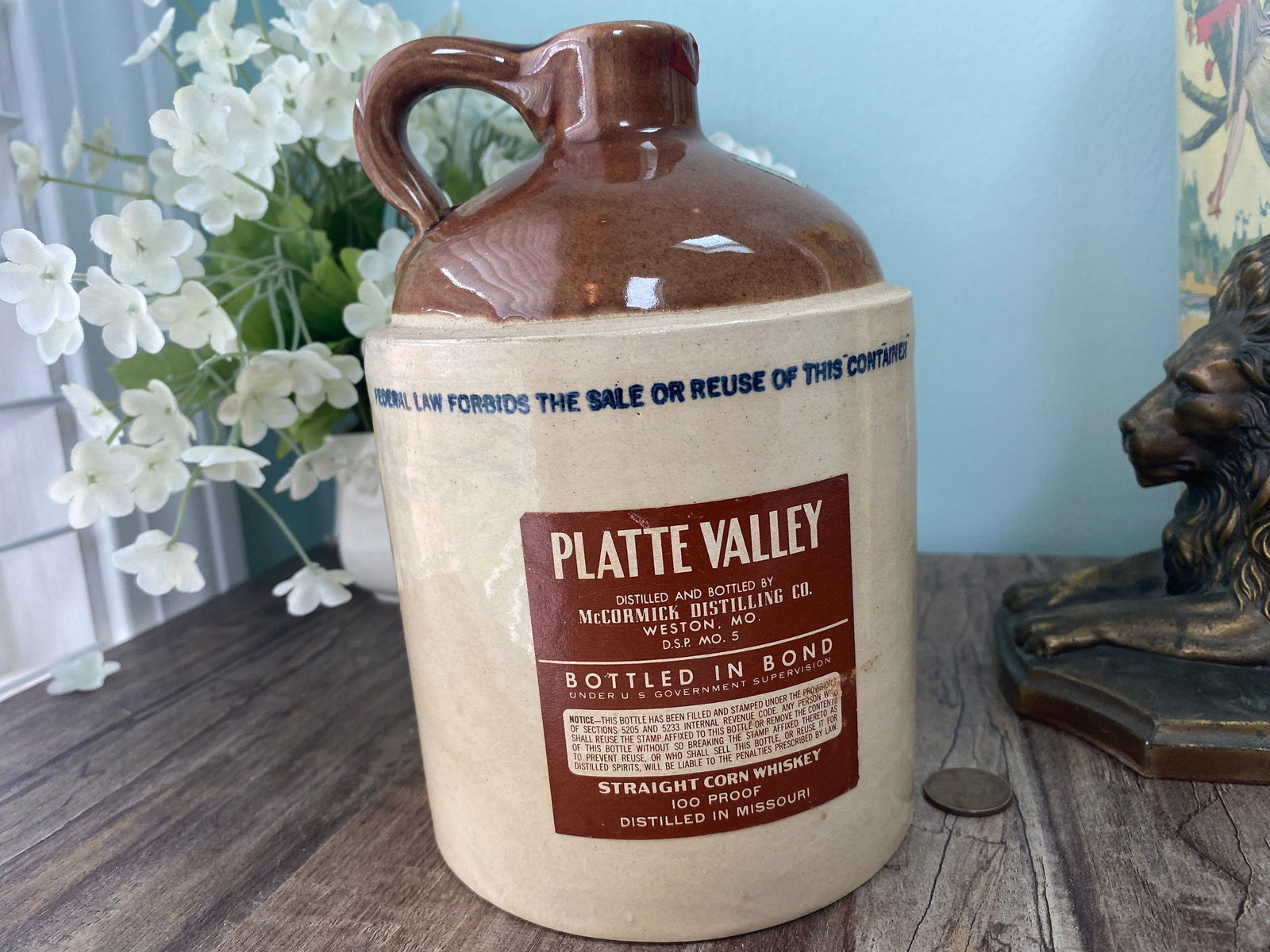 Vintage Corn Whiskey Stoneware Jug at Duckwells