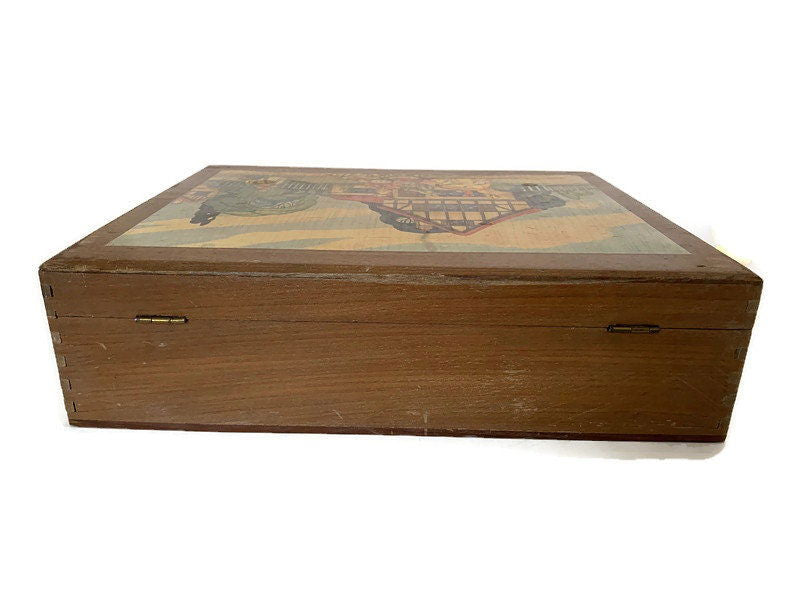 Vintage Decoupage Wood Box at Duckwells