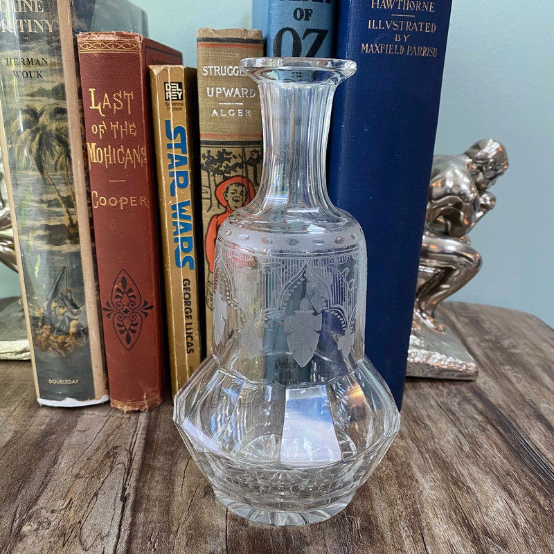 Vintage Etched Glass Bottle at Duckwells