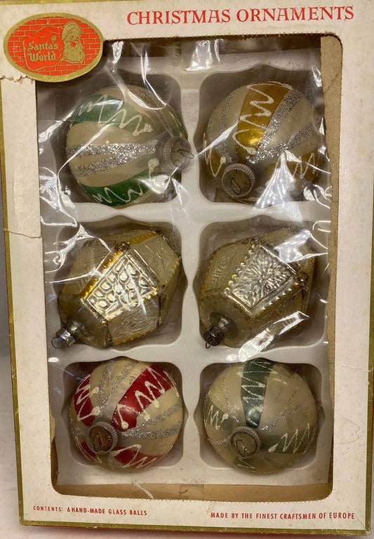 Vintage European Christmas Glass Ornaments with Original Box at Duckwells
