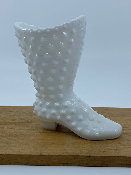 Vintage Fenton Milk Glass Hobnail Boot at Duckwells