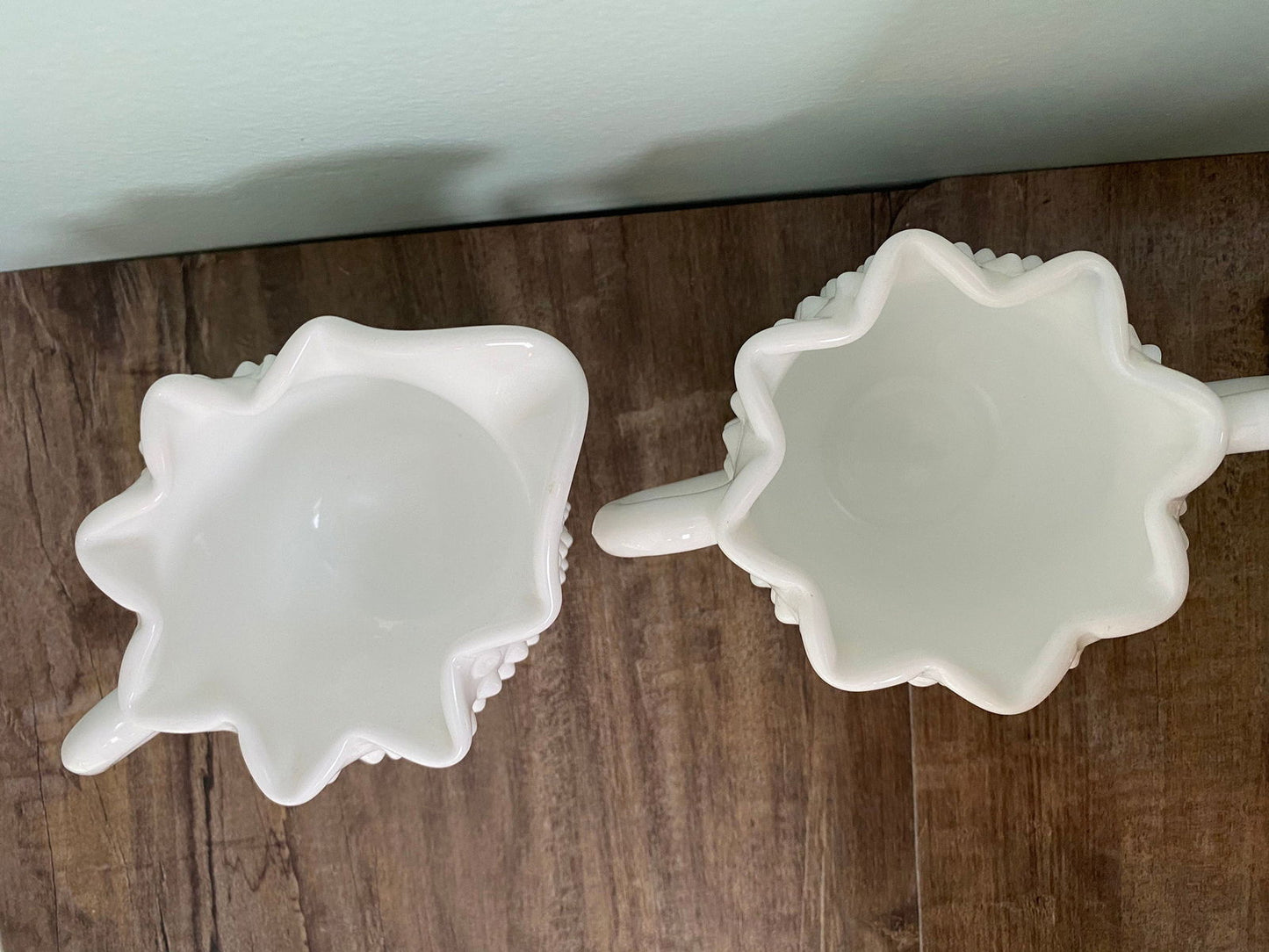 Vintage Fenton Milk Glass Hobnail Sugar and Creamer Set - Duckwells