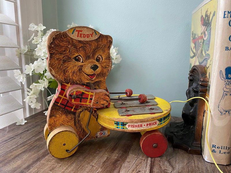 Vintage Fisher Price Teddy Zilo Wood Pull Toy at Duckwells