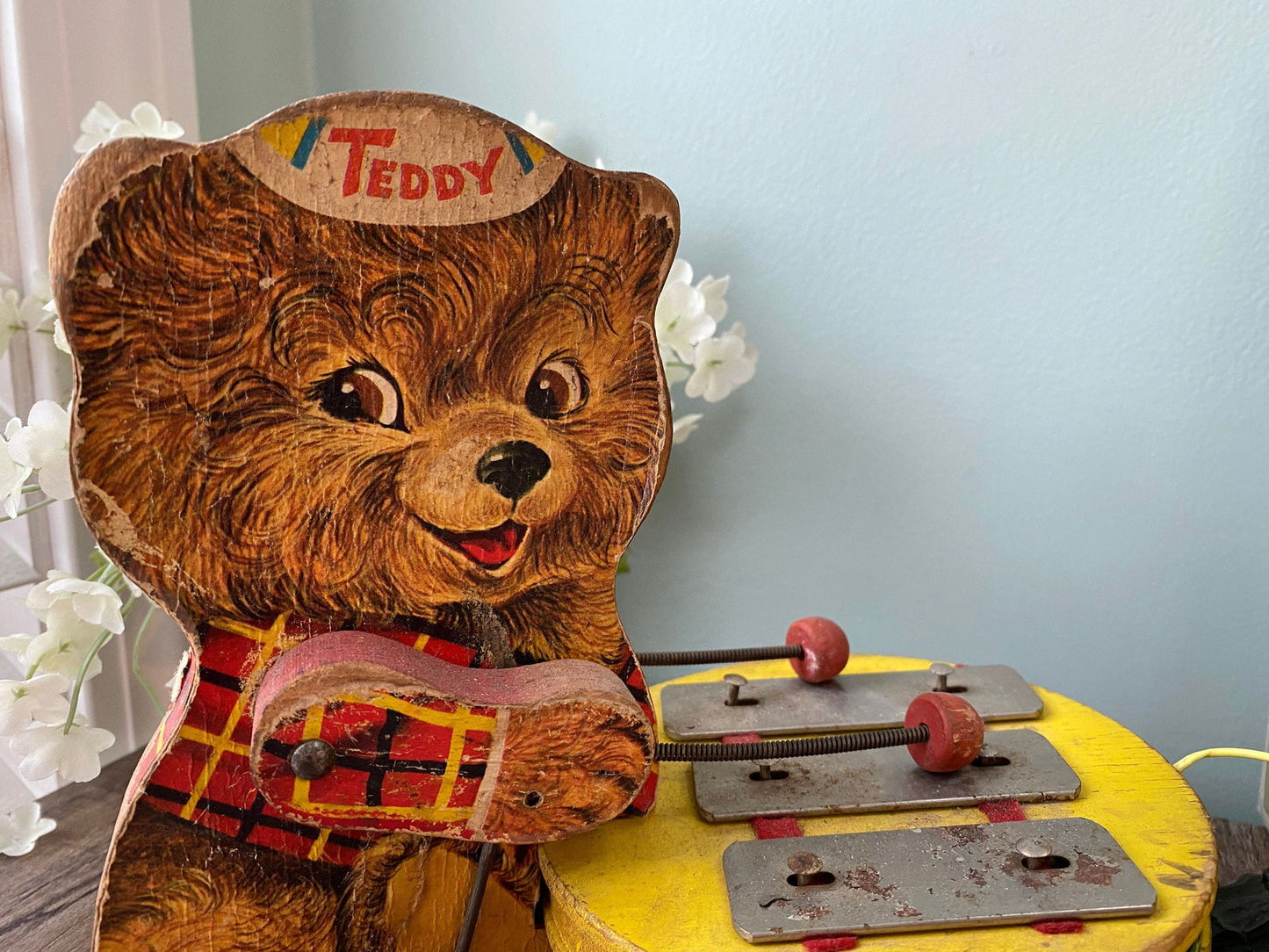 Vintage Fisher Price Teddy Zilo Wood Pull Toy at Duckwells