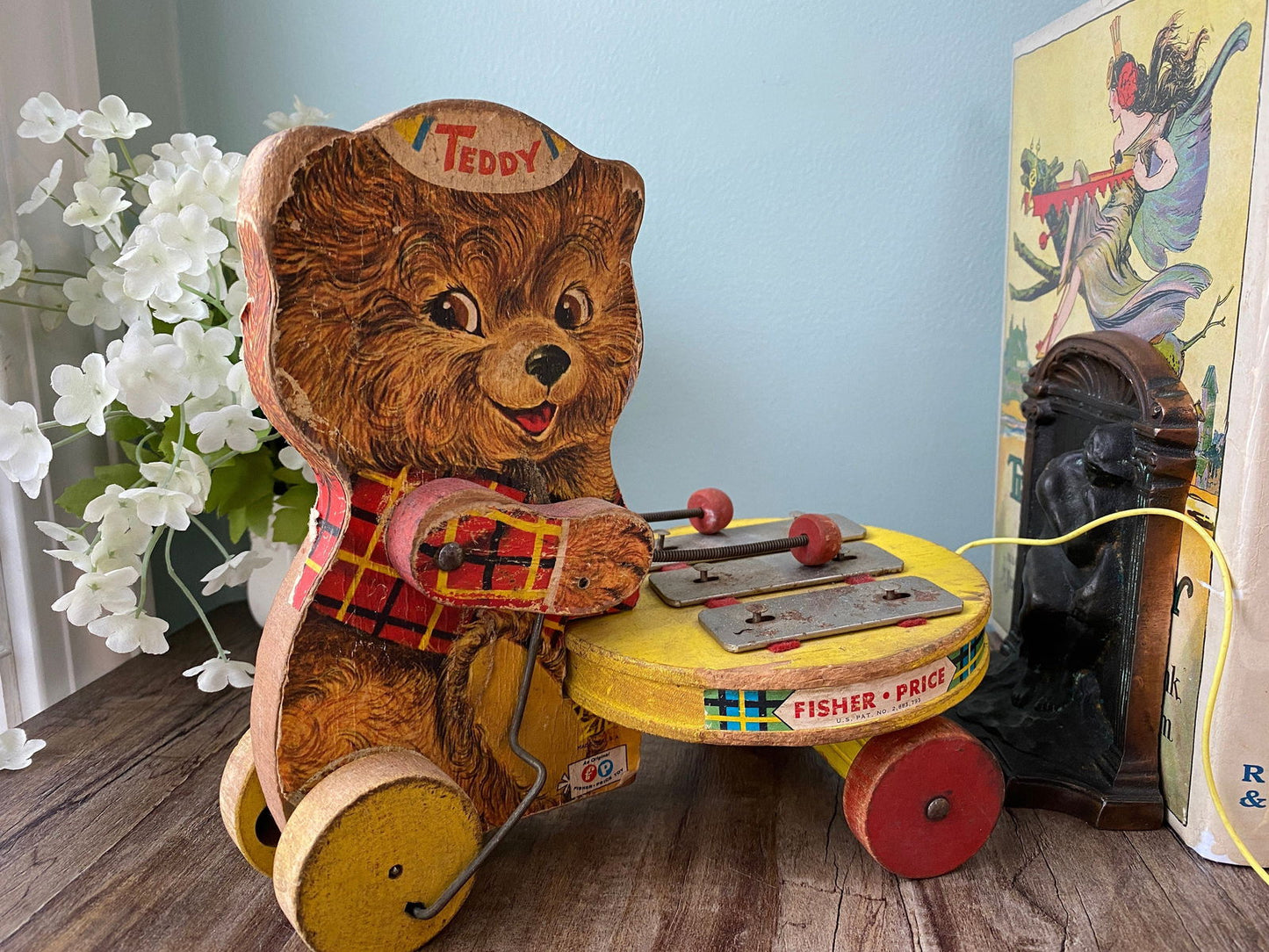 Vintage Fisher Price Teddy Zilo Wood Pull Toy at Duckwells
