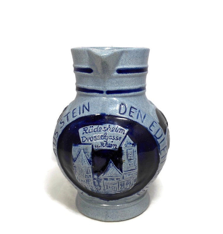 Vintage German Stoneware Wine Pitcher Jug - Duckwells