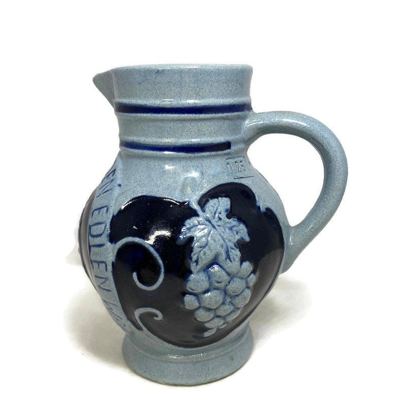 Vintage German Stoneware Wine Pitcher Jug - Duckwells