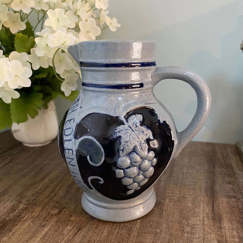 Vintage German Stoneware Wine Pitcher Jug - Duckwells