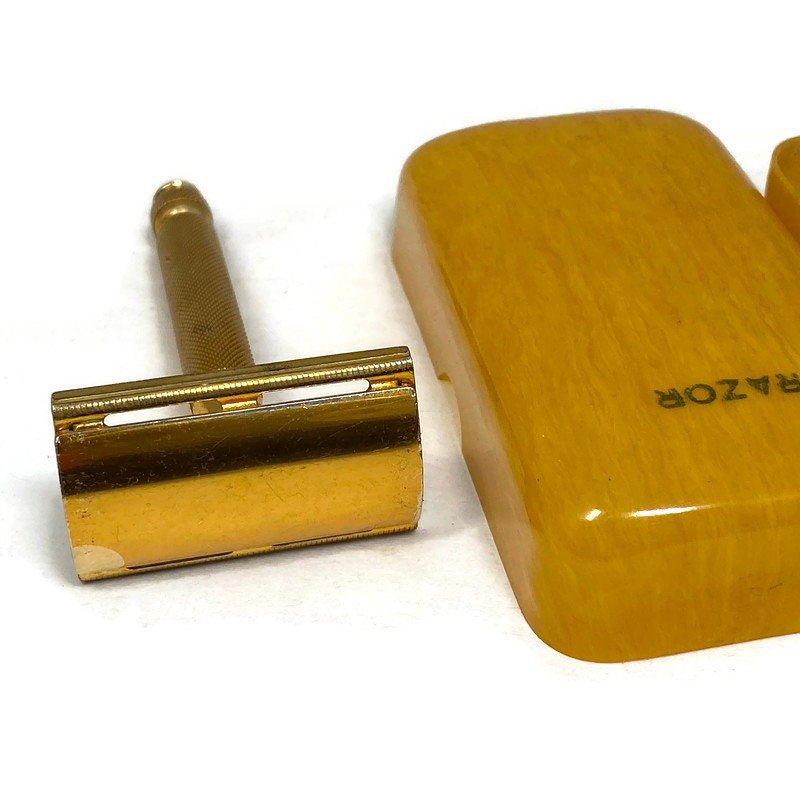 Vintage Gillette Razor and Celluloid Travel Case at Duckwells