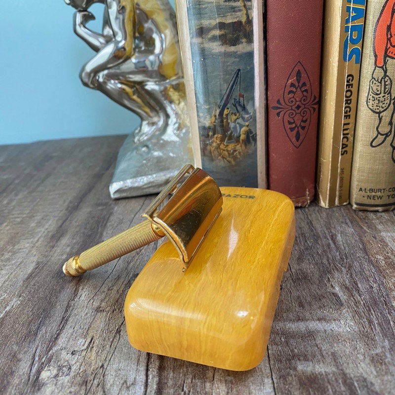 Vintage Gillette Razor and Celluloid Travel Case at Duckwells