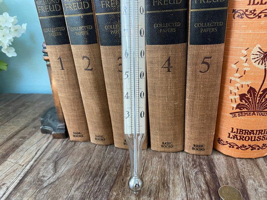 Vintage Glass Fahrenheits Scale Thermometer in Wood Box at Duckwells