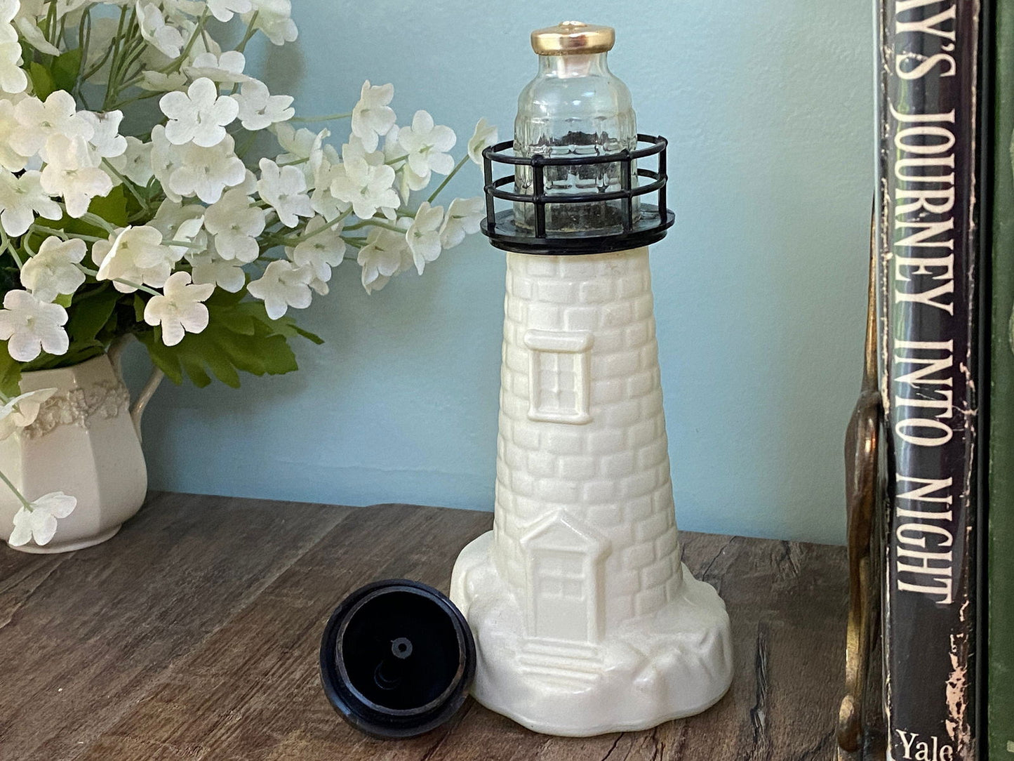 Vintage Glass Lighthouse Cologne Decanter at Duckwells