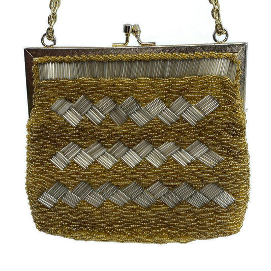 Vintage Gold Beaded Purse Made in Hong Kong at Duckwells