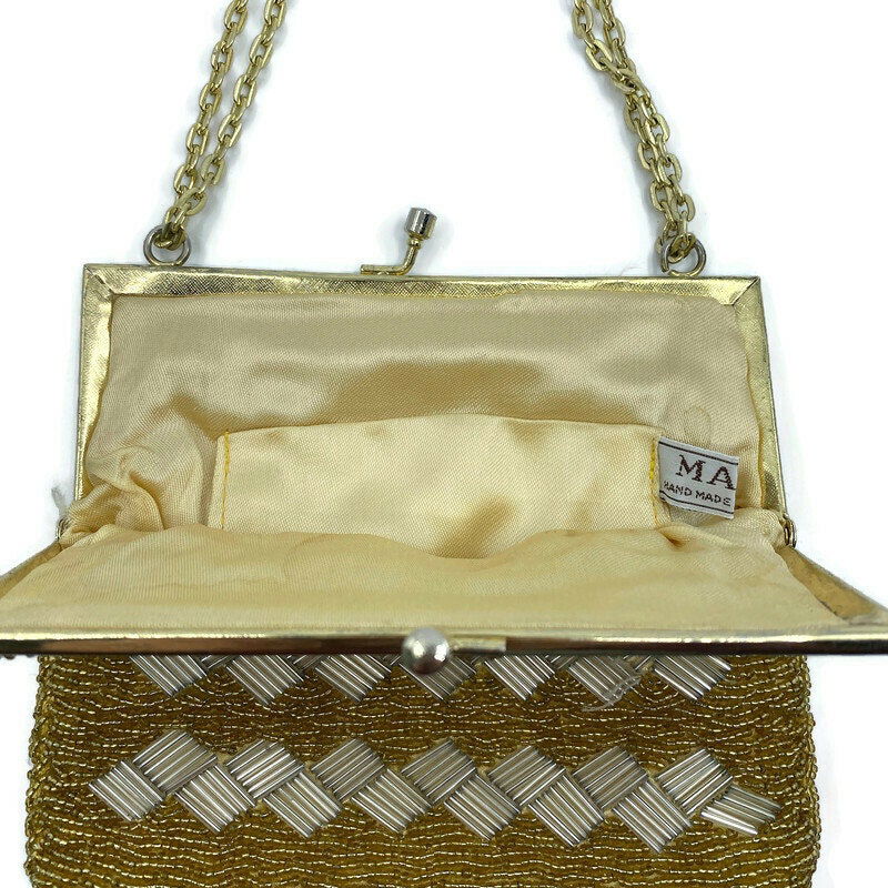 Vintage Gold Beaded Purse Made in Hong Kong at Duckwells