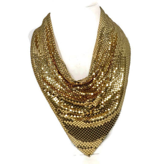 Vintage Gold Scarf Necklace by Designer Whiting and Davis at Duckwells