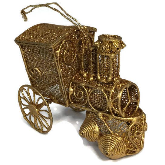 Vintage Gold Train Christmas Ornament - Duckwells