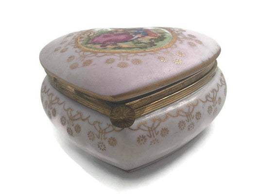 Vintage Heart Shaped Porcelain Trinket Box at Duckwells