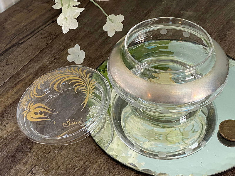 Vintage Italian Glass and Sterling Dresser Jar - Duckwells