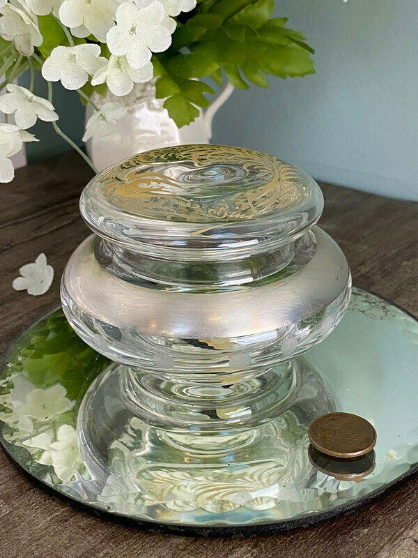 Vintage Italian Glass and Sterling Dresser Jar - Duckwells