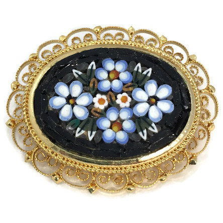 Vintage Italian Micro Mosaic Brooch at Duckwells