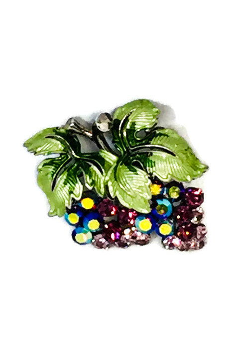 Vintage Kirks Folly Rhinestone Grapes Brooch - Duckwells