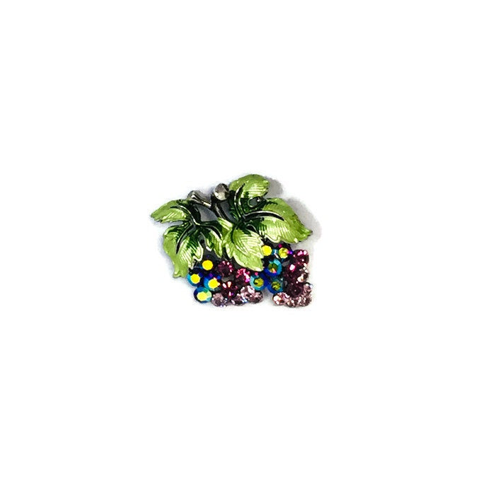 Vintage Kirks Folly Rhinestone Grapes Brooch - Duckwells