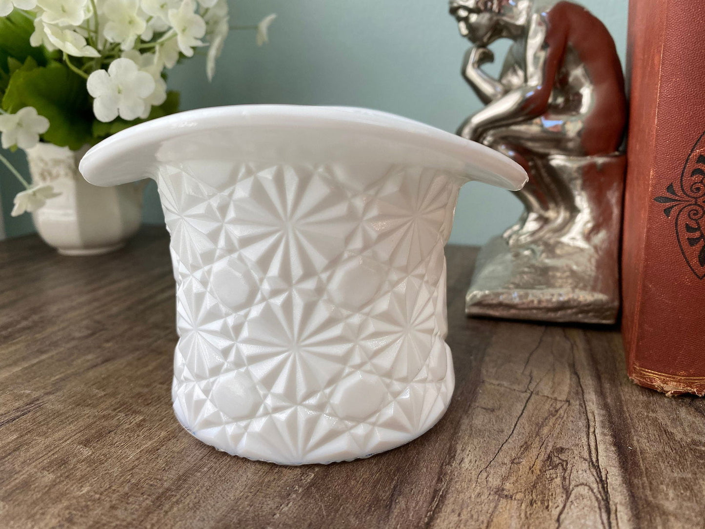 Vintage Large Milk Glass Hat by Fenton at Duckwells
