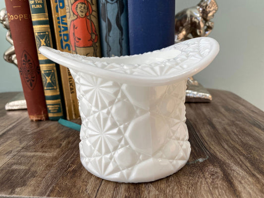 Vintage Large Milk Glass Hat by Fenton at Duckwells