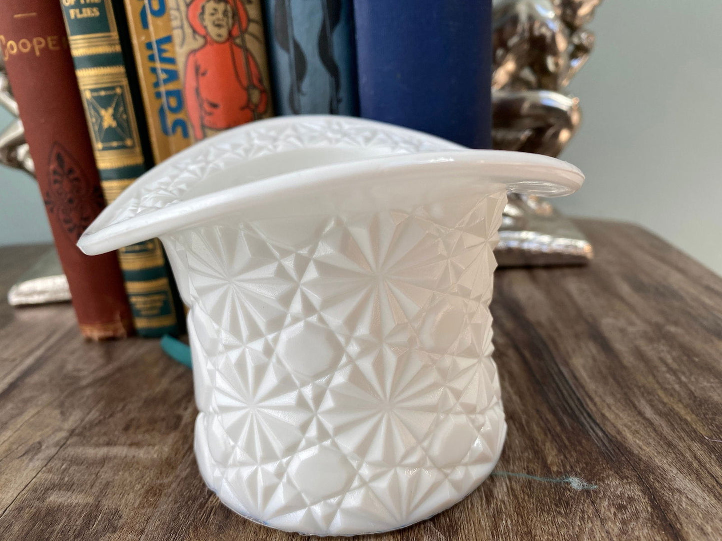 Vintage Large Milk Glass Hat by Fenton at Duckwells