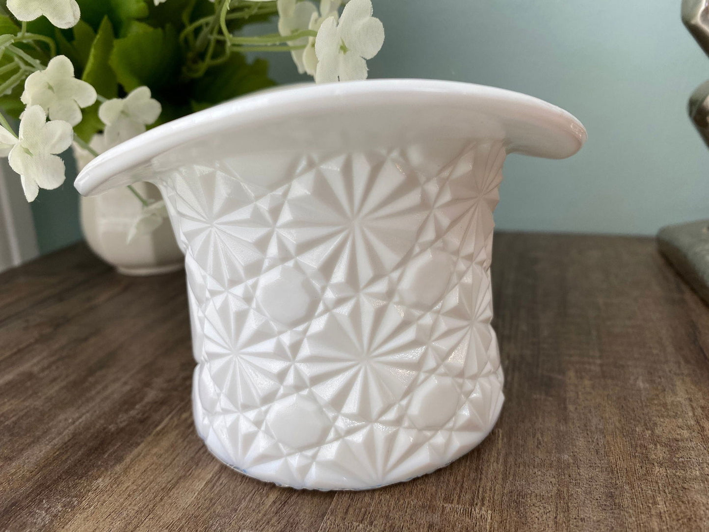 Vintage Large Milk Glass Hat by Fenton at Duckwells