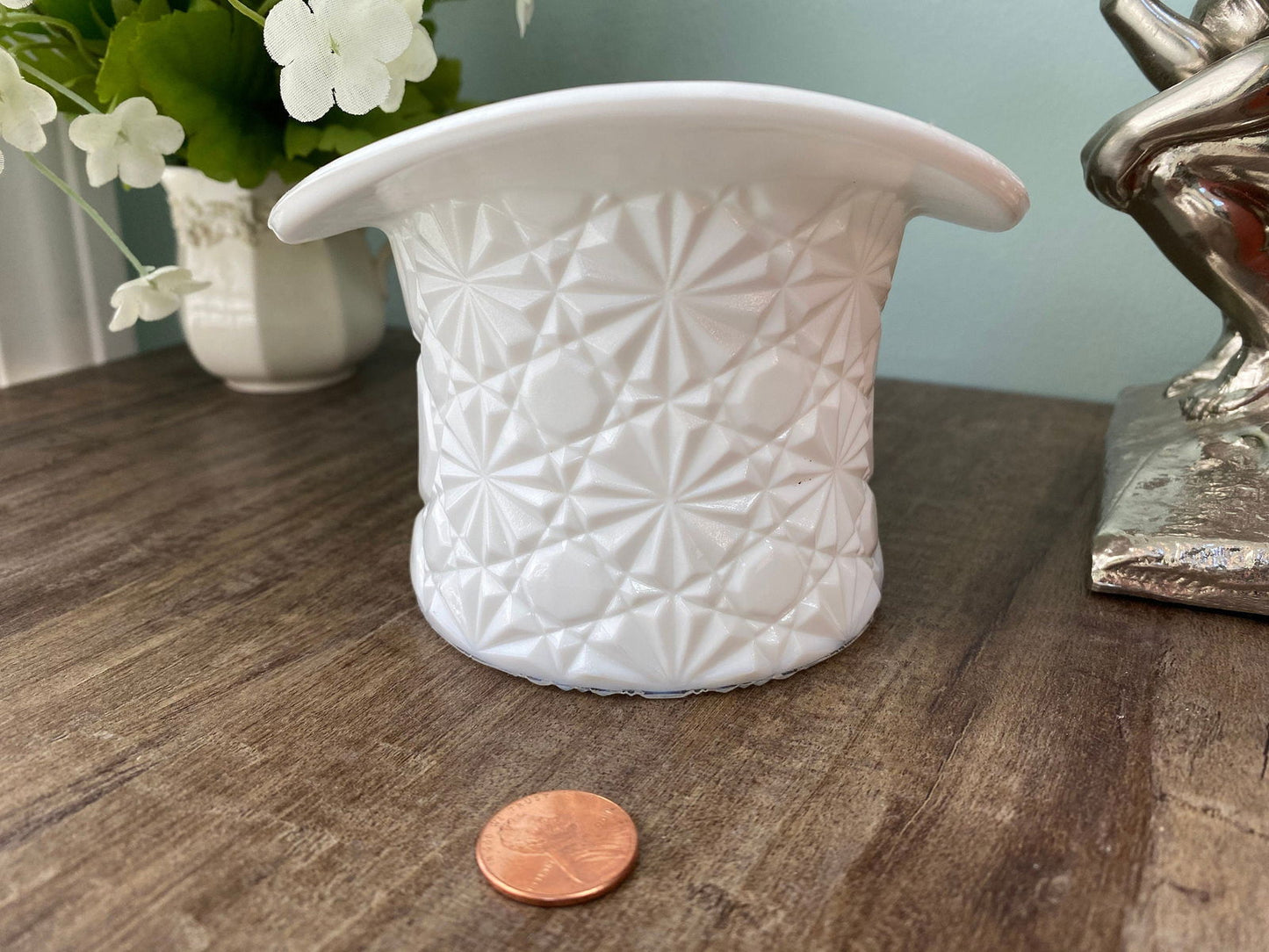 Vintage Large Milk Glass Hat by Fenton at Duckwells