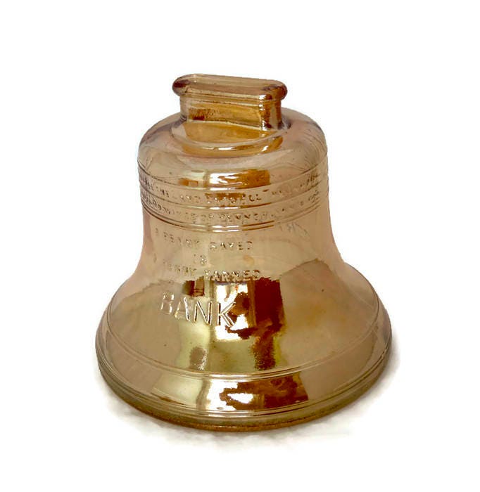 Vintage Liberty Bell Carnival Glass Piggy Bank - Duckwells