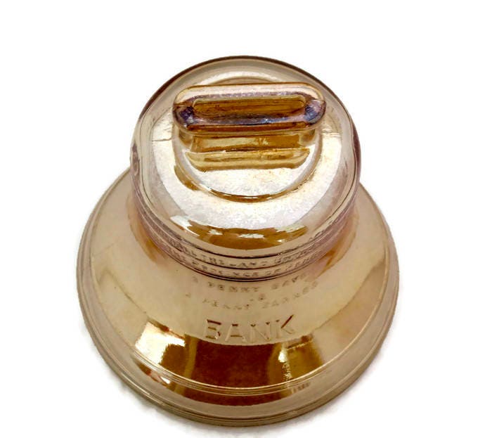 Vintage Liberty Bell Carnival Glass Piggy Bank - Duckwells