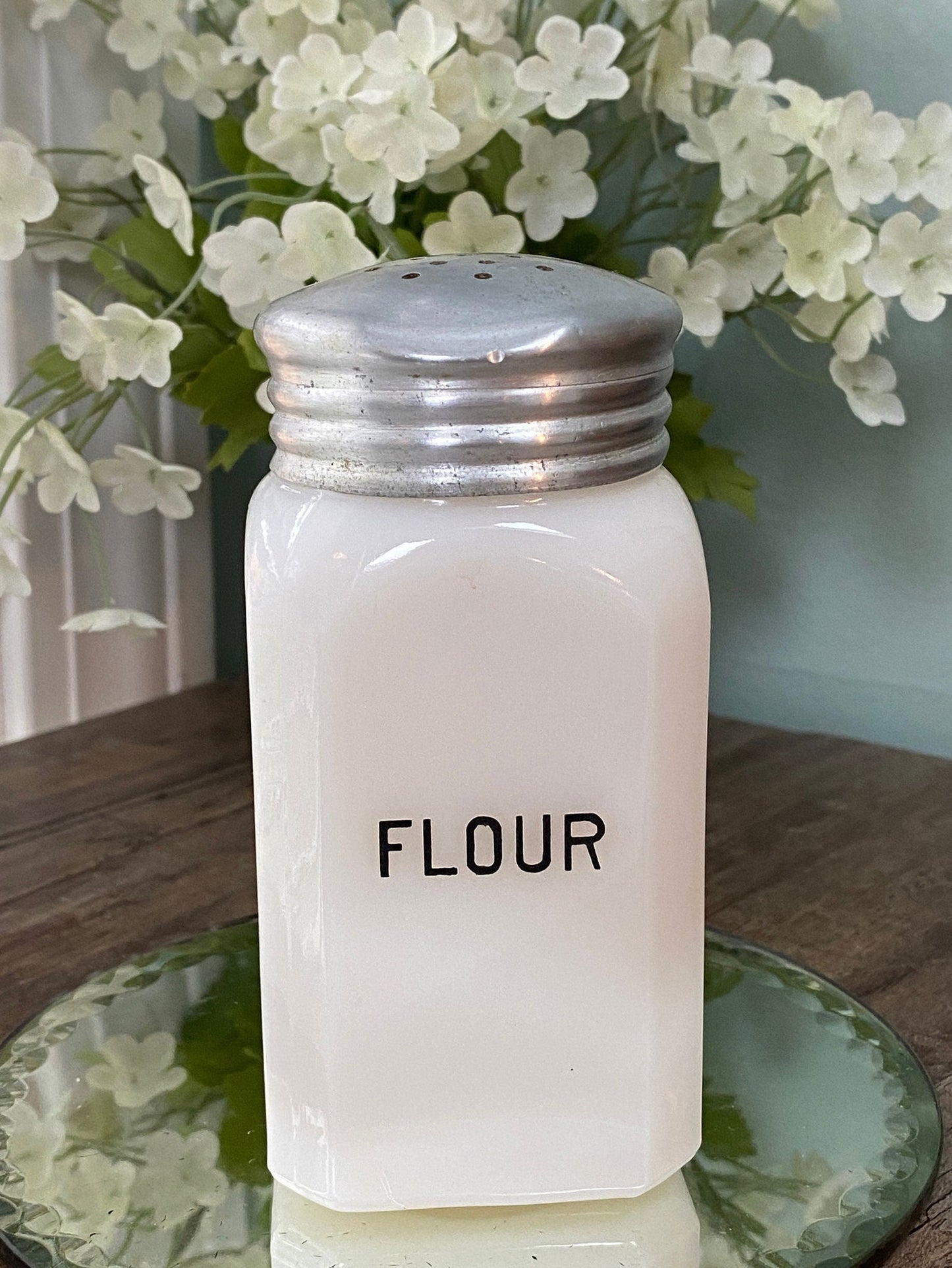 Vintage Milk Glass Flour Shaker - Duckwells