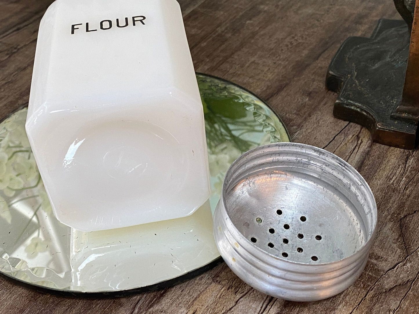 Vintage Milk Glass Flour Shaker - Duckwells