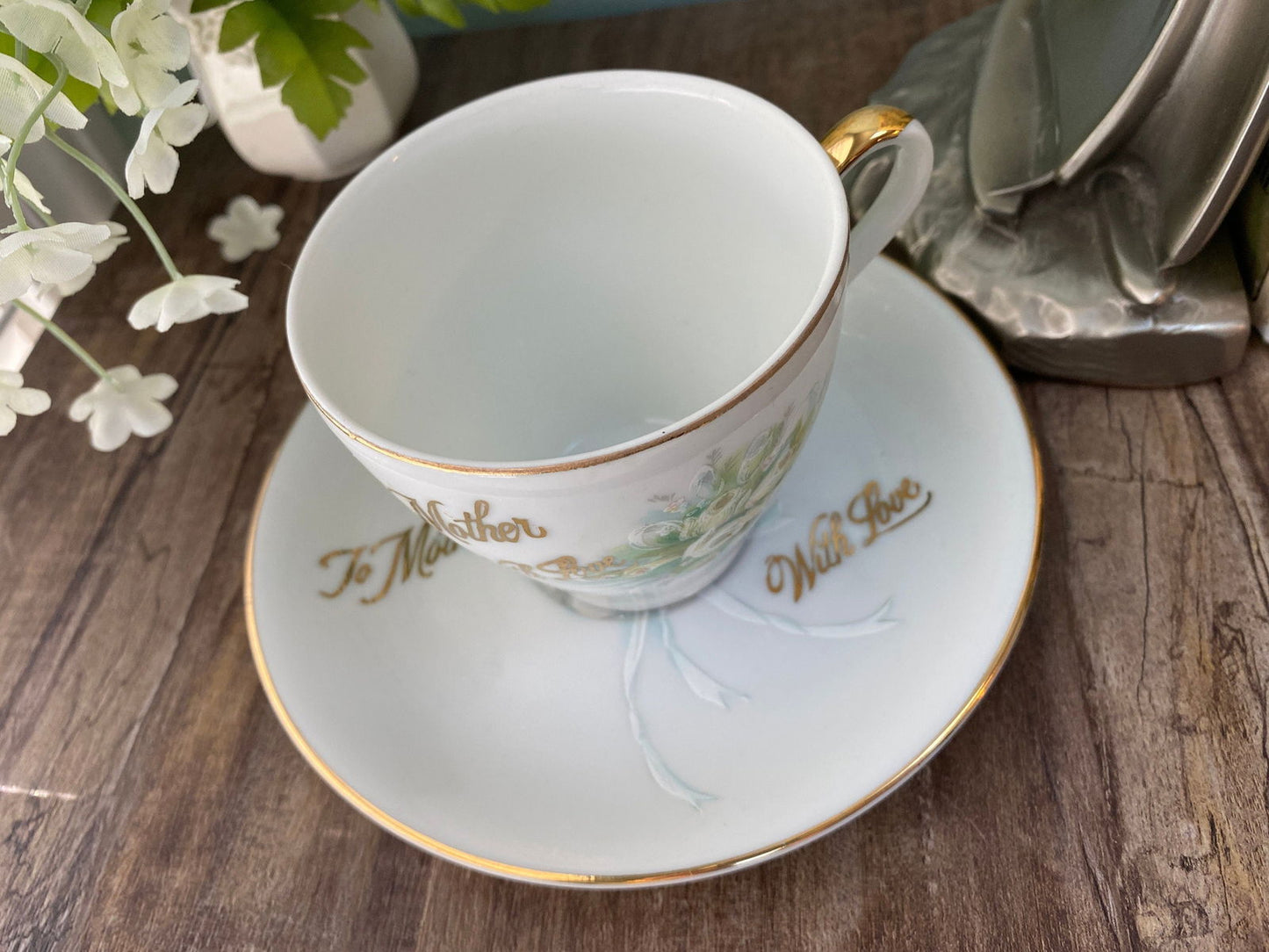 Vintage Mother Cup and Saucer by Norcrest Fine China - Duckwells