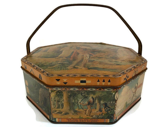 Vintage Native American Litho Tin at Duckwells