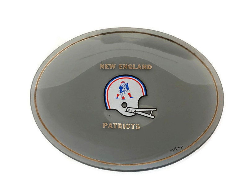 Vintage New England Patriots Smoked Glass Dish by Houze Glass - Duckwells