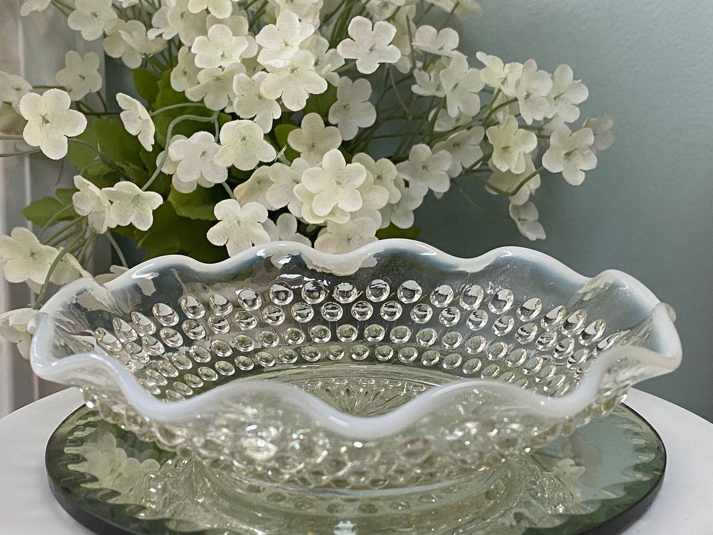 Vintage Opalescent Hobnail Dish at Duckwells