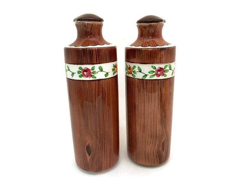 Vintage Orchard Ware Oil and Vinegar Ceramic Cruets - Duckwells