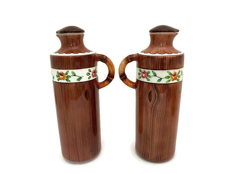 Vintage Orchard Ware Oil and Vinegar Ceramic Cruets - Duckwells